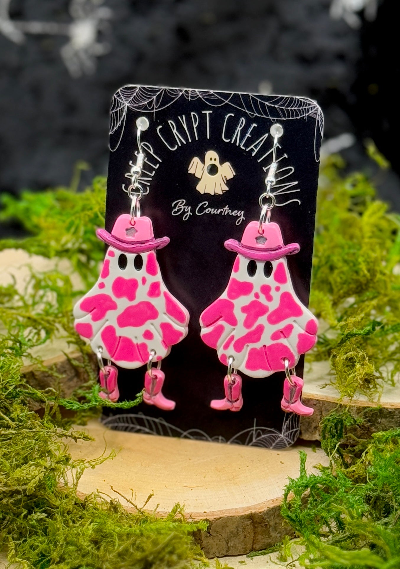 Preorder - Pink Cowboy Ghost Earrings