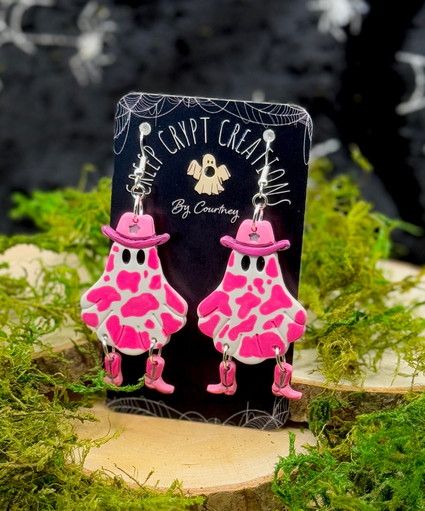Preorder - Pink Cowboy Ghost Earrings