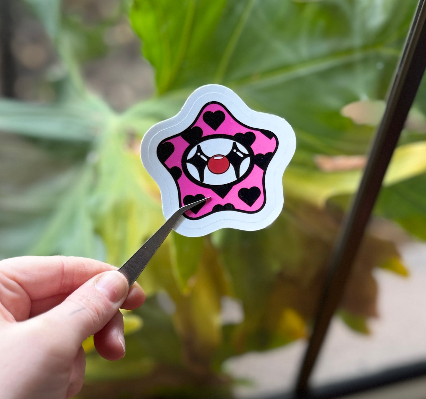 Pink Clown Star Sticker
