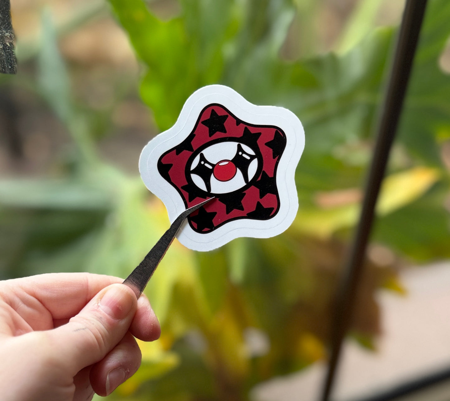 Red Clown Star Sticker