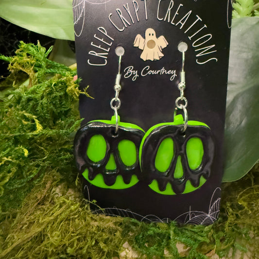 Large Green Poison Apple Earrings