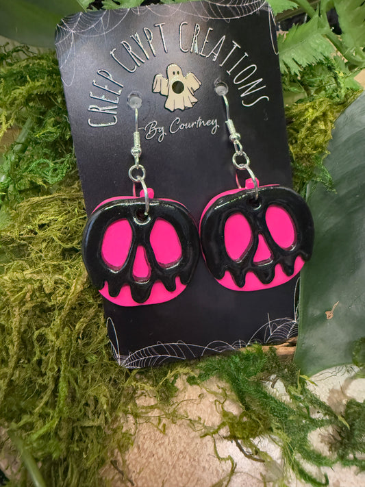 Large Pink Poison Apple Earrings