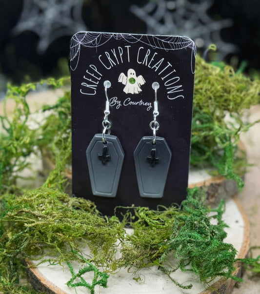 Black & Grey Ombré Coffin Earrings