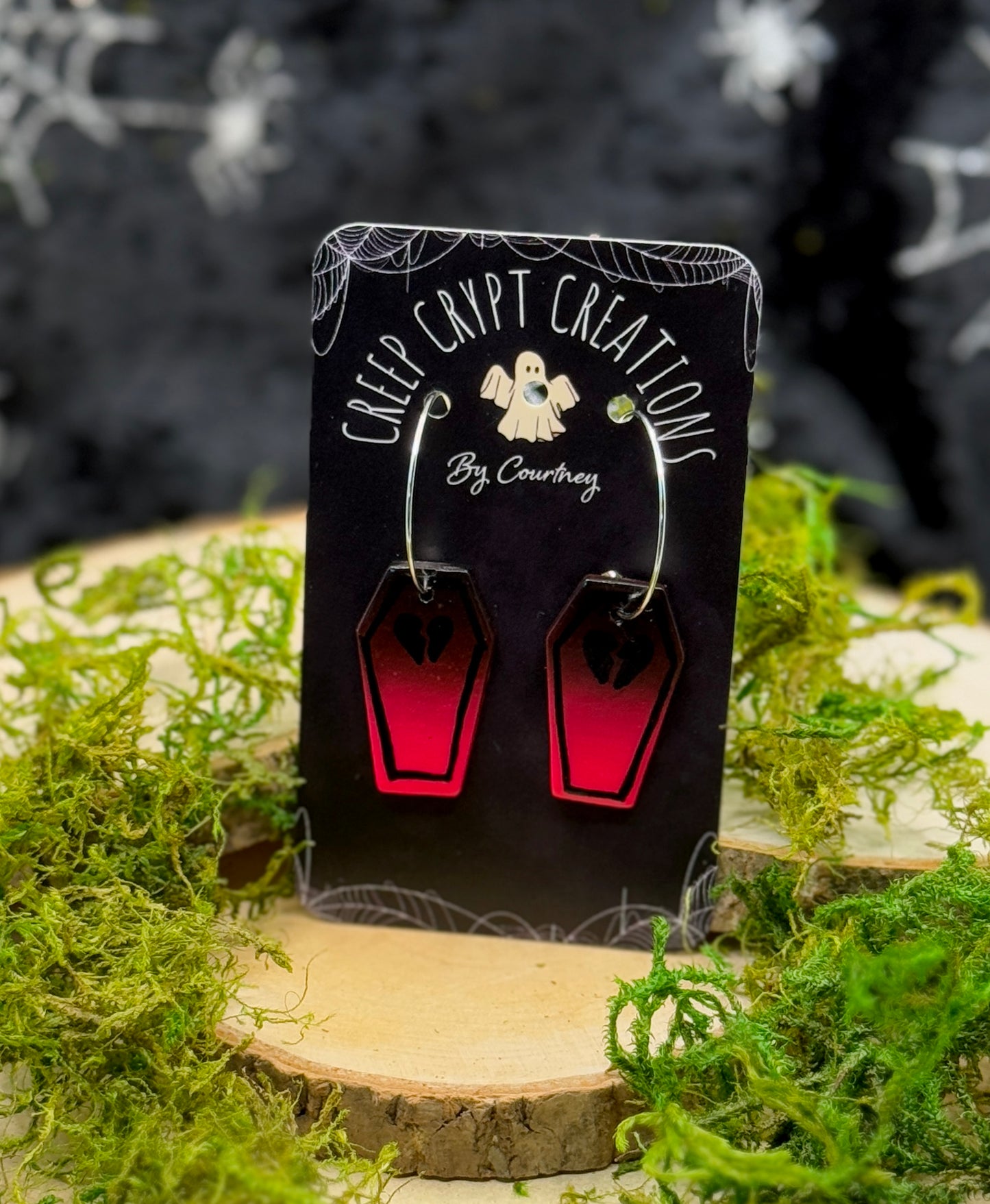 Black & Pink Ombré Coffin Hoop Earrings