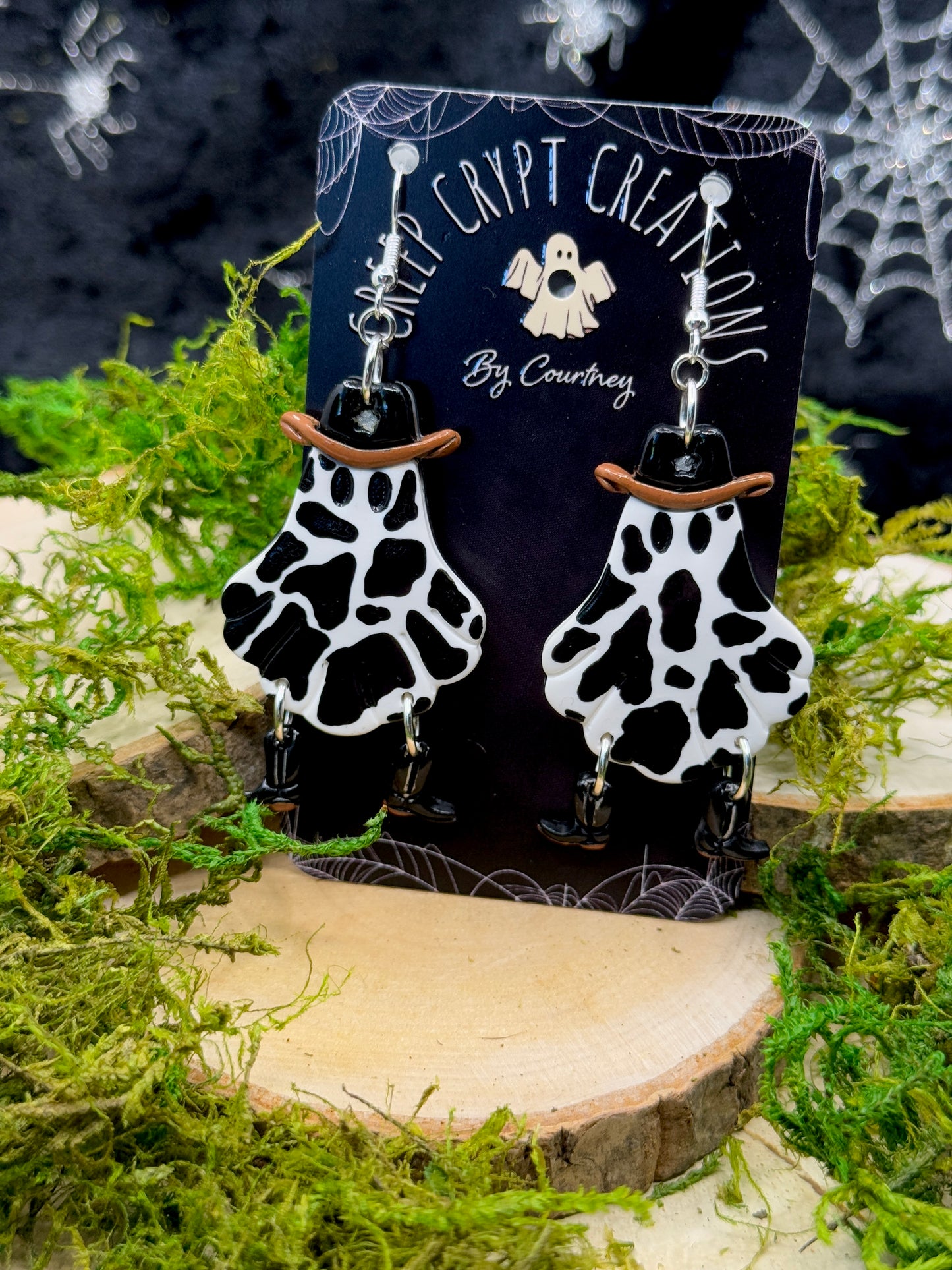 Black Cowboy Ghost Earrings