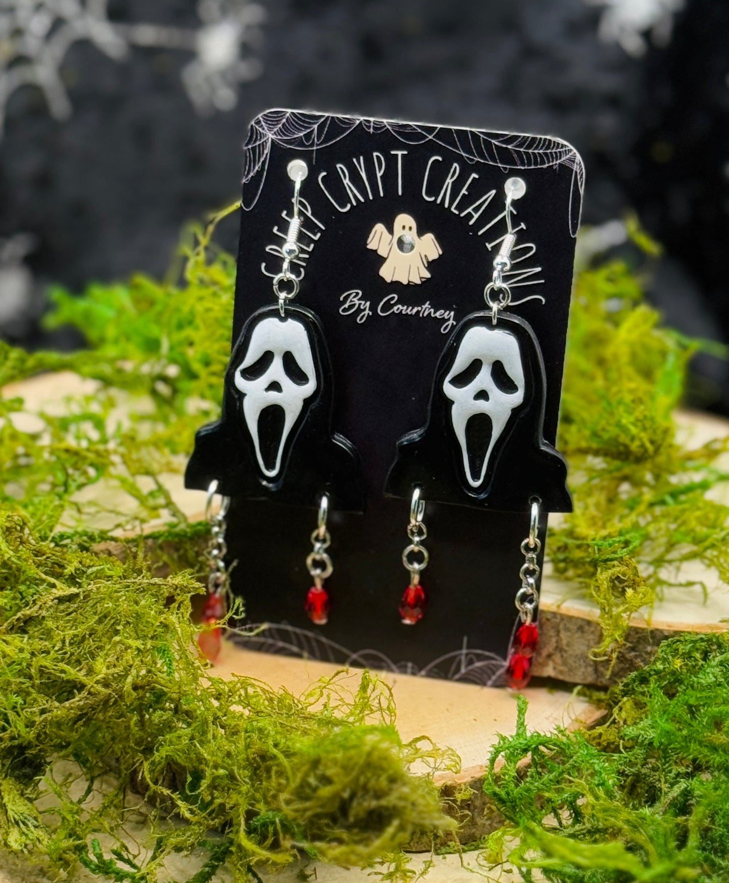 Black Ghost Face Earrings