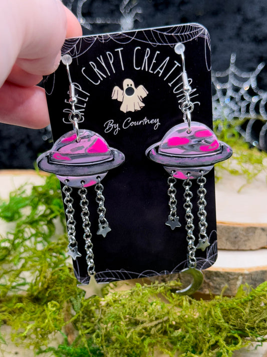 Pink Planet Earrings