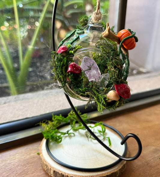 Hanging Crystal Dome - Amethyst & Clear Quartz