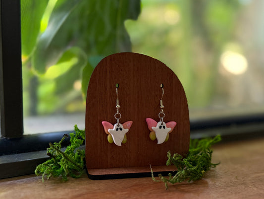 Fairy Ghost Earrings - Pink Wings