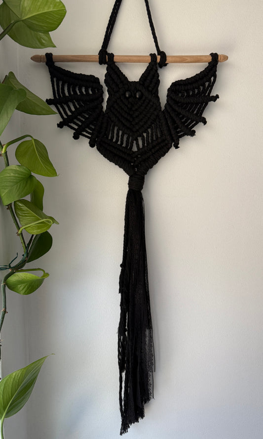 Extra Large Bat Macrame Wall Hanging