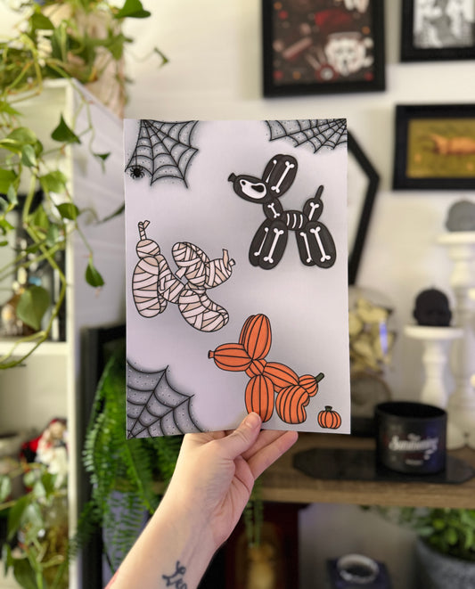 Halloween Balloon Dog Art Print